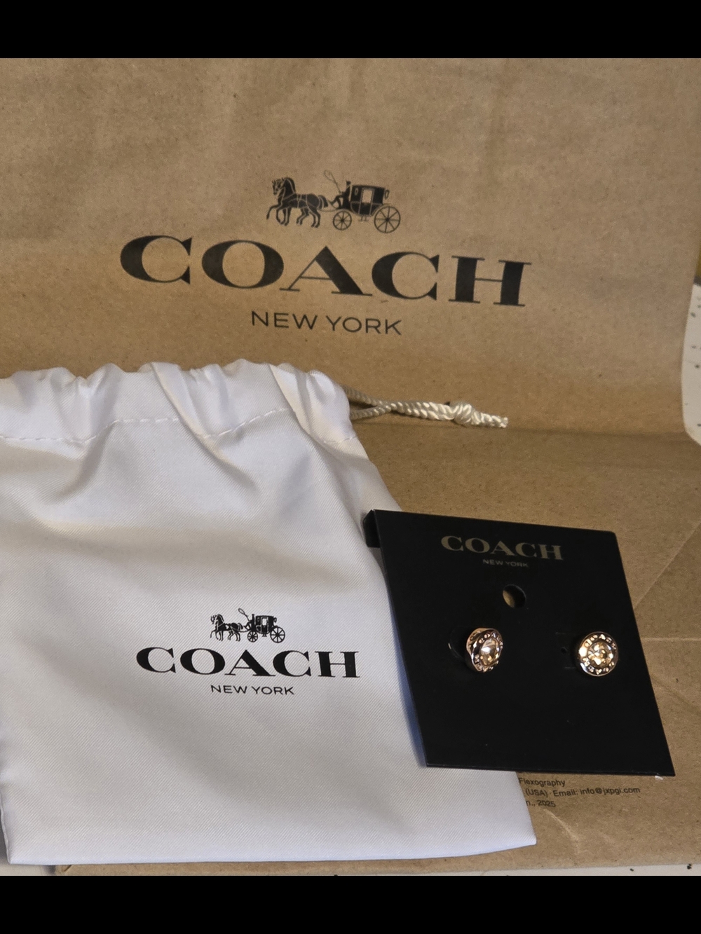 Coach Gold-Tone Crystal Halo Stud Earrings